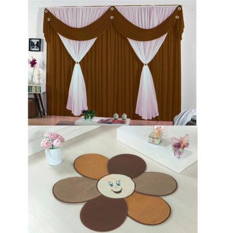 Kit Decoração p/ Quarto Infantil = Cortina Jéssica 2 Metros + Tapete Pelúcia Pétala - Tabaco - Guga tapetes é ruim? Kit Decoração p/ Quarto Infantil = Cortina Jéssica 2 Metros + Tapete Pelúcia Pétala - Tabaco - Guga tapetes é boa?