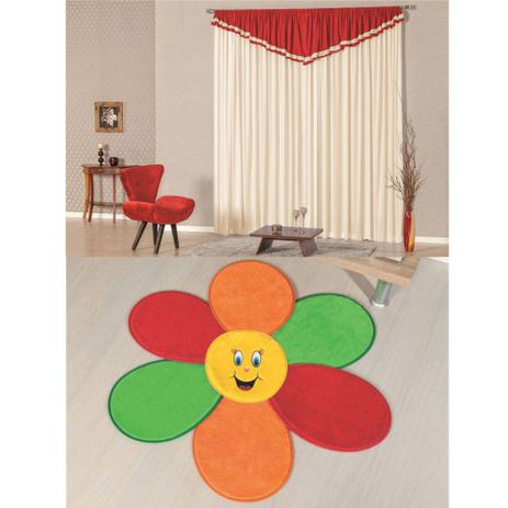 Kit Decoração Pétala p/ Quarto Infantil = Cortina Riviera 2 Metros + Tapete Pelúcia - Vermelho - Guga tapetes é boa?