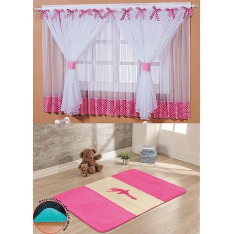 Kit Decoração Sonho Encantado Quarto de Menina = Cortina Voal 2 Metros + Tapete Bailarina - Pink - Casa Scarpa é boa?