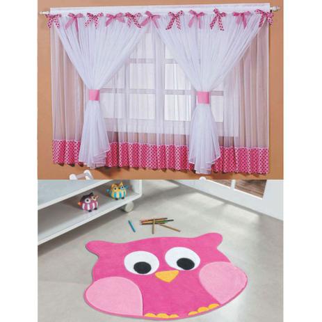Kit Decoração Sonho Meu p/ Quarto de Menina = Cortina Voal 2 Metros + Tapete Pelúcia Corujinha - Rosa - Casa scarpa Menor preço em Kit Decoração Sonho Meu p/ Quarto de Menina = Cortina Voal 2 Metros + Tapete Pelúcia Corujinha - Rosa - Casa scarpa