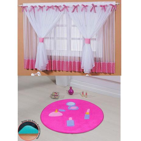 Kit Decoração Sonho Meu p/ Quarto de Menina = Cortina Voal 2 Metros + Tapete Pelúcia Maquiagem - Pink - Casa scarpa Menor preço em Kit Decoração Sonho Meu p/ Quarto de Menina = Cortina Voal 2 Metros + Tapete Pelúcia Maquiagem - Pink - Casa scarpa