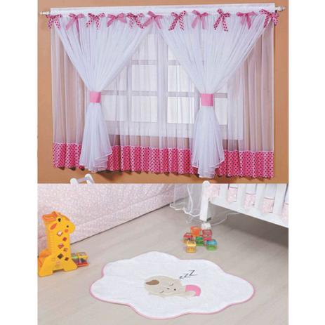 Kit Decoração Sonho Meu p/ Quarto Infantil = Cortina Voal 2 Metros + Tapete Pelúcia Bebê Nuvem - Rosa - Casa scarpa Menor preço em Kit Decoração Sonho Meu p/ Quarto Infantil = Cortina Voal 2 Metros + Tapete Pelúcia Bebê Nuvem - Rosa - Casa scarpa