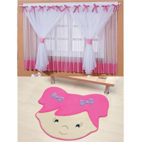 Kit Decoração Sonho Meu p/ Quarto Infantil = Cortina Voal 2 Metros + Tapete Pelúcia Menina Sara - Pink - Casa scarpa Menor preço em Kit Decoração Sonho Meu p/ Quarto Infantil = Cortina Voal 2 Metros + Tapete Pelúcia Menina Sara - Pink - Casa scarpa