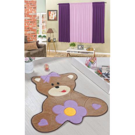 Kit Decoração Ursa Baby p/ Quarto Infantil = Cortina 2 Metros + Tapete Pelúcia - Lilás - Guga tapetes Menor preço em Kit Decoração Ursa Baby p/ Quarto Infantil = Cortina 2 Metros + Tapete Pelúcia - Lilás - Guga tapetes