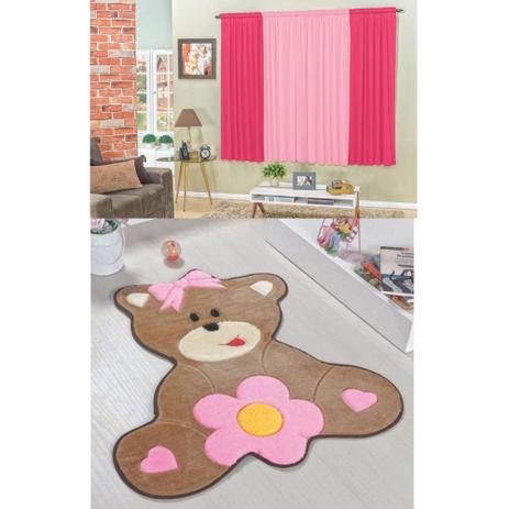 Kit Decoração Ursa Baby p/ Quarto Infantil = Cortina 2 Metros + Tapete Pelúcia - Rosa - Guga tapetes Menor preço em Kit Decoração Ursa Baby p/ Quarto Infantil = Cortina 2 Metros + Tapete Pelúcia - Rosa - Guga tapetes