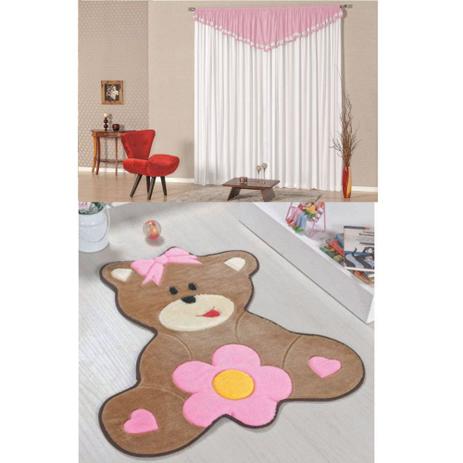 Kit Decoração Ursa Baby p/ Quarto Infantil = Cortina Riviera 2 Metros + Tapete Pelúcia - Rosa - Guga tapetes Menor preço em Kit Decoração Ursa Baby p/ Quarto Infantil = Cortina Riviera 2 Metros + Tapete Pelúcia - Rosa - Guga tapetes