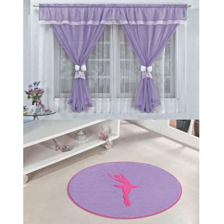 Kit Decoração Vitória Quarto de Menina = Cortina Voal 2 Metros + Tapete Pelúcia Bailarina - Lilás - Casa scarpa é boa?