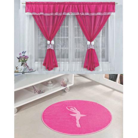 Kit Decoração Vitória Quarto de Menina = Cortina Voal 2 Metros + Tapete Pelúcia Bailarina - Pink - Casa scarpa é boa?