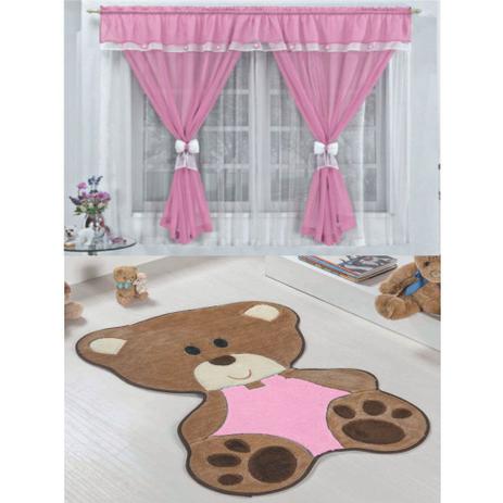 Kit Decoração Vitória Quarto de Menina = Cortina Voal 2 Metros + Tapete Pelúcia Bebê Ursinha - Rosa - Casa scarpa Menor preço em Kit Decoração Vitória Quarto de Menina = Cortina Voal 2 Metros + Tapete Pelúcia Bebê Ursinha - Rosa - Casa scarpa