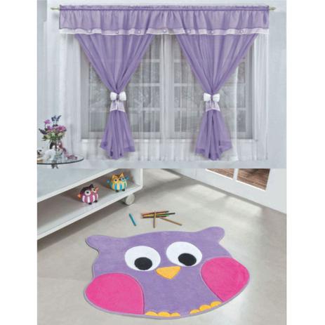 Kit Decoração Vitória Quarto de Menina = Cortina Voal 2 Metros + Tapete Pelúcia Corujinha - Lilás - Casa scarpa é ruim? Kit Decoração Vitória Quarto de Menina = Cortina Voal 2 Metros + Tapete Pelúcia Corujinha - Lilás - Casa scarpa é boa?