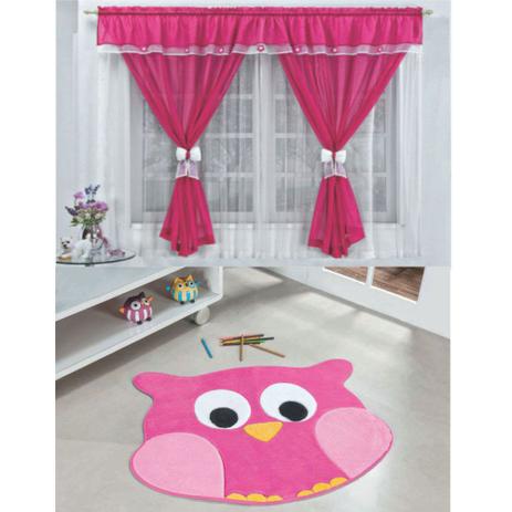 Kit Decoração Vitória Quarto de Menina = Cortina Voal 2 Metros + Tapete Pelúcia Corujinha - Pink Rosa - Casa scarpa Menor preço em Kit Decoração Vitória Quarto de Menina = Cortina Voal 2 Metros + Tapete Pelúcia Corujinha - Pink Rosa - Casa scarpa