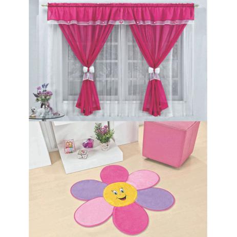 Kit Decoração Vitória Quarto de Menina = Cortina Voal 2 Metros + Tapete Pelúcia Flor Pétala - Pink - Casa scarpa Menor preço em Kit Decoração Vitória Quarto de Menina = Cortina Voal 2 Metros + Tapete Pelúcia Flor Pétala - Pink - Casa scarpa