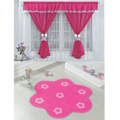 Kit Decoração Vitória Quarto de Menina = Cortina Voal 2 Metros + Tapete Pelúcia Jardim Flor - Pink - Casa scarpa Menor preço em Kit Decoração Vitória Quarto de Menina = Cortina Voal 2 Metros + Tapete Pelúcia Jardim Flor - Pink - Casa scarpa
