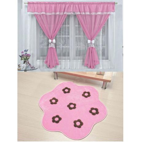Kit Decoração Vitória Quarto de Menina = Cortina Voal 2 Metros + Tapete Pelúcia Jardim Flor - Rosa - Casa scarpa é boa?
