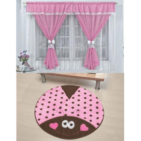 Kit Decoração Vitória Quarto de Menina = Cortina Voal 2 Metros + Tapete Pelúcia Joaninha - Rosa - Casa scarpa Menor preço em Kit Decoração Vitória Quarto de Menina = Cortina Voal 2 Metros + Tapete Pelúcia Joaninha - Rosa - Casa scarpa