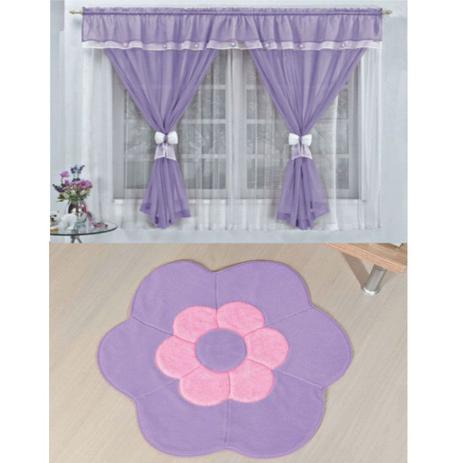 Kit Decoração Vitória Quarto de Menina = Cortina Voal 2 Metros + Tapete Pelúcia Margarida Dupla - Lilás - Casa scarpa é boa?