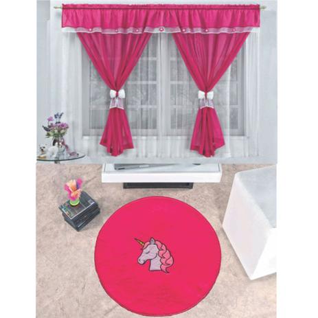 Kit Decoração Vitória Quarto de Menina = Cortina Voal 2 Metros + Tapete Pelúcia Unicórnio - Pink - Casa scarpa Menor preço em Kit Decoração Vitória Quarto de Menina = Cortina Voal 2 Metros + Tapete Pelúcia Unicórnio - Pink - Casa scarpa