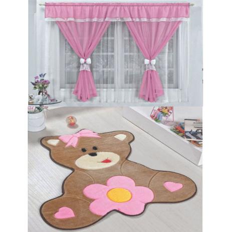 Kit Decoração Vitória Quarto de Menina = Cortina Voal 2 Metros + Tapete Pelúcia Ursinha Baby - Rosa - Casa scarpa Menor preço em Kit Decoração Vitória Quarto de Menina = Cortina Voal 2 Metros + Tapete Pelúcia Ursinha Baby - Rosa - Casa scarpa