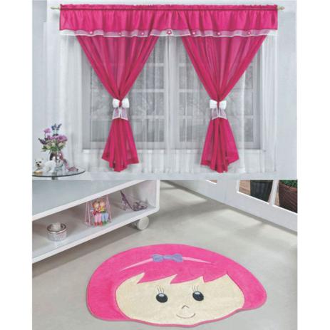 Kit Decoração Vitória Quarto Infantil = Cortina Voal 2 Metros + Tapete Pelúcia Menina Laço - Pink - Casa scarpa Menor preço em Kit Decoração Vitória Quarto Infantil = Cortina Voal 2 Metros + Tapete Pelúcia Menina Laço - Pink - Casa scarpa