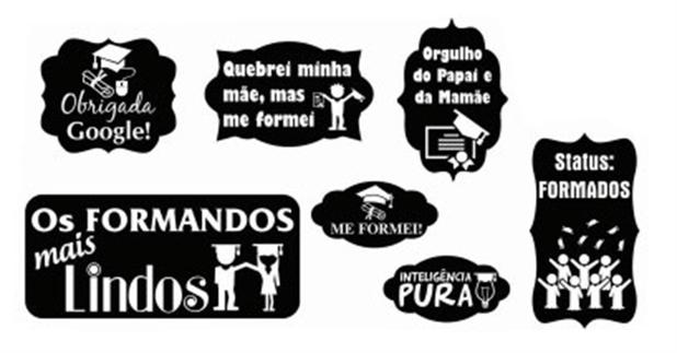 Kit Decorativo Plaquinhas Divertidas Formatura Mod.21 7 itens Duster Menor preço em Kit Decorativo Plaquinhas Divertidas Formatura Mod.21 7 itens Duster