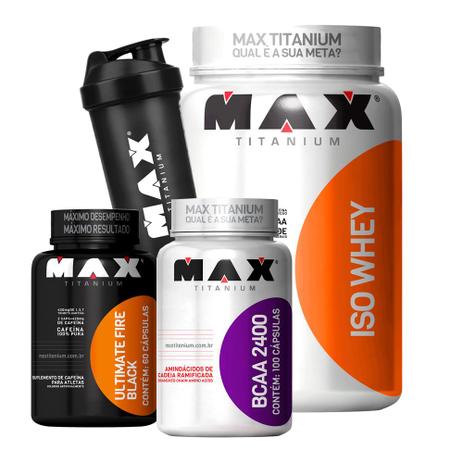 Kit Definição Iso Whey + Bcaa 2400 + Termo Ultimate Fire Max - Max titanium Menor preço em Kit Definição Iso Whey + Bcaa 2400 + Termo Ultimate Fire Max - Max titanium