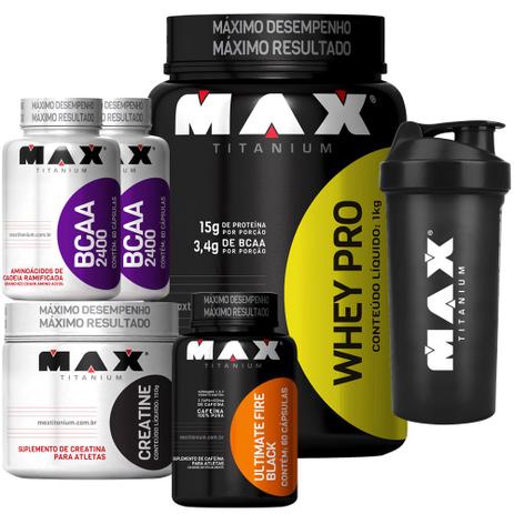Kit Definição Whey Pro Bcaa Creatina Ultimate Fire - Envio Já - Max titanium Menor preço em Kit Definição Whey Pro Bcaa Creatina Ultimate Fire - Envio Já - Max titanium