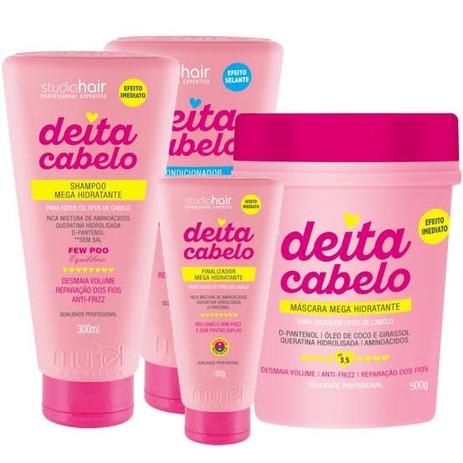 Kit Deita Cabelo Muriel Shampoo Cond Máscara Finalizador Menor preço em Kit Deita Cabelo Muriel Shampoo Cond Máscara Finalizador