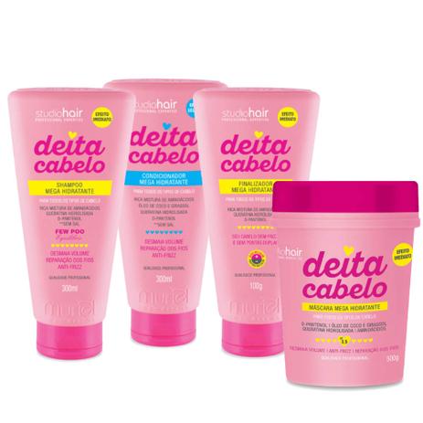 Kit Deita Cabelo Studio Hair Shampoo Condicionador Máscara e Finalizador - Muriel Menor preço em Kit Deita Cabelo Studio Hair Shampoo Condicionador Máscara e Finalizador - Muriel