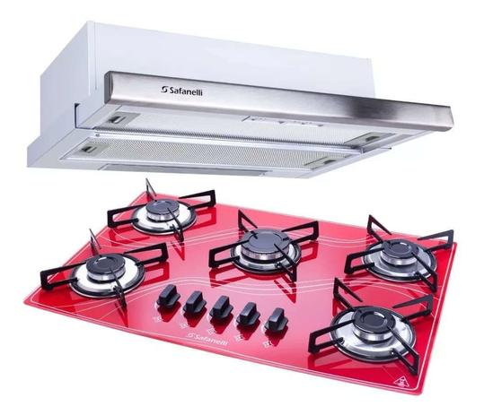 Kit Depurador Embutir 60cm e Cooktop 5 Bocas Lines Safanelli ...