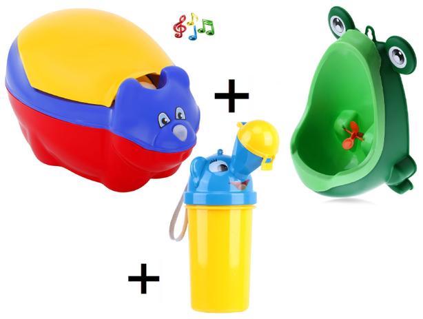Kit desfralde troninho musical + mictório infantil + mictório portatil - Micbaby Menor preço em Kit desfralde troninho musical + mictório infantil + mictório portatil - Micbaby