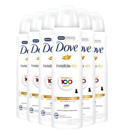Kit Desodorante Aerosol Dove Invisible Dry 150ml/89g - 6 Unidades Menor preço em Kit Desodorante Aerosol Dove Invisible Dry 150ml/89g - 6 Unidades