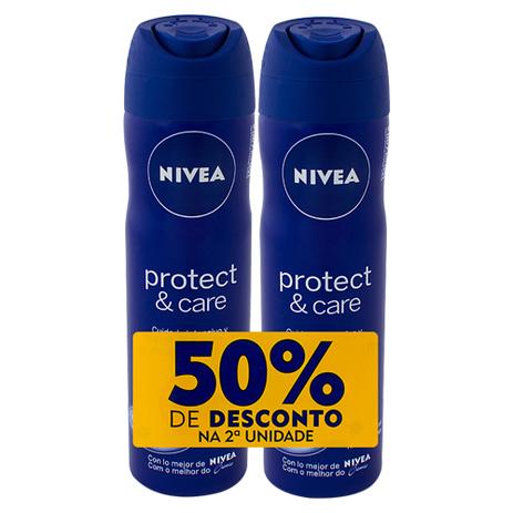 Kit Desodorante Aerosol Nivea Protect Care 150ml 2 Unidades Menor preço em Kit Desodorante Aerosol Nivea Protect Care 150ml 2 Unidades