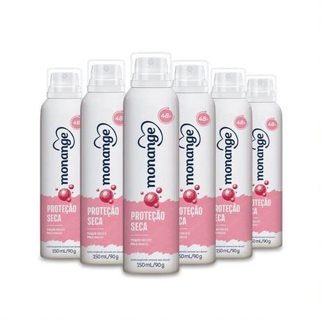 Kit Desodorante Aerossol Antitranspirante Proteção Seca Monange Feminino 150ml 6 unidades é boa?