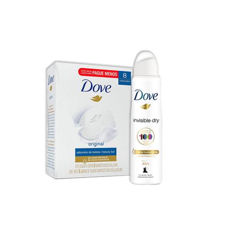 Kit Desodorante Aerossol Dove Invisible Dry 150ml + Pacote 8UN Sabonete Dove Branco 90g é boa?