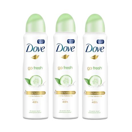 Kit Desodorante Antitranspirante Aerossol Dove Go Fresh Pepino 150ml com 3 unidades leve + por - Menor preço em Kit Desodorante Antitranspirante Aerossol Dove Go Fresh Pepino 150ml com 3 unidades leve + por -