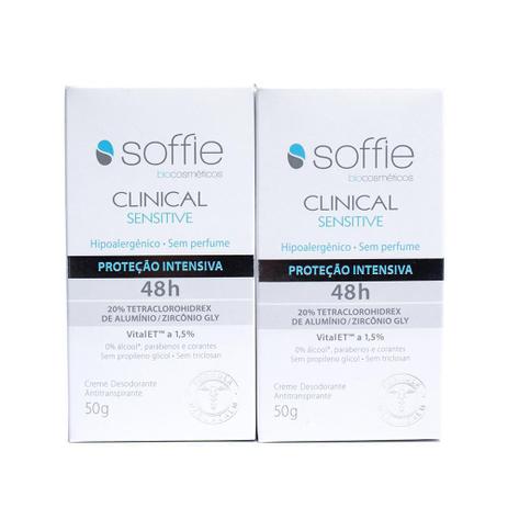 Kit Desodorante Antitranspirante Soffie Clinical Sensitive Menor preço em Kit Desodorante Antitranspirante Soffie Clinical Sensitive