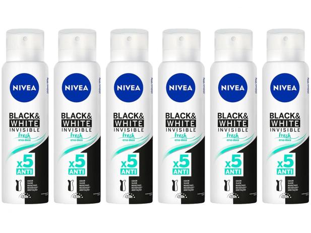 Kit Desodorante Nivea Invisible Black e White - Aerossol Antitranspirante Fem 150ml 6 Unidades é boa?