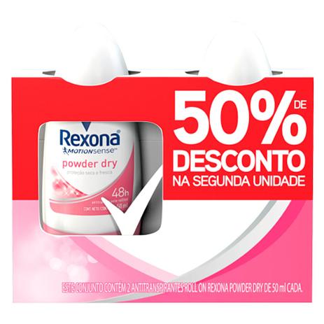 Kit Desodorante Roll On Rexona Powder Dry Feminino 50ml 2 Unidades Menor preço em Kit Desodorante Roll On Rexona Powder Dry Feminino 50ml 2 Unidades