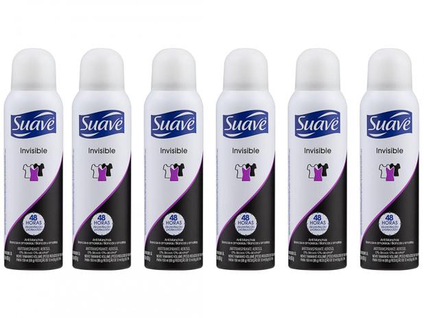 Kit Desodorante Suave Invisible Aerossol - Antitranspirante Feminino 150ml 6 Unidades Menor preço em Kit Desodorante Suave Invisible Aerossol - Antitranspirante Feminino 150ml 6 Unidades