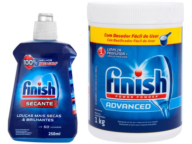 Kit Detergente em Pó Lava-Louças Finish - Power Powder 1kg + Secante para Lava-louças 250ml Menor preço em Kit Detergente em Pó Lava-Louças Finish - Power Powder 1kg + Secante para Lava-louças 250ml