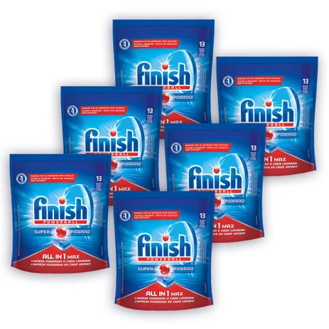 Kit Detergente Lava Loucas Finish Tablete Powerball 6 Unidades Menor preço em Kit Detergente Lava Loucas Finish Tablete Powerball 6 Unidades