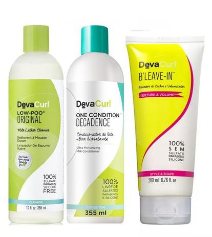Kit Deva Curl Low Poo+ One Decadence e Bleave Menor preço em Kit Deva Curl Low Poo+ One Decadence e Bleave