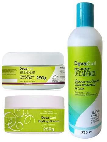 Kit Deva Curl Noo Poo Decadence Styling Cream E Super Cream Menor preço em Kit Deva Curl Noo Poo Decadence Styling Cream E Super Cream