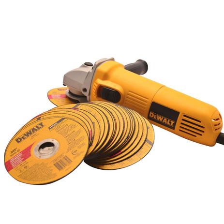 Kit DeWALT Esmerilhadeira Angular de 4 ½ + 25 de discos Abarasivos Menor preço em Kit DeWALT Esmerilhadeira Angular de 4 ½ + 25 de discos Abarasivos