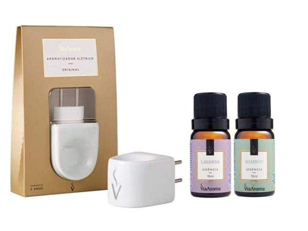 Kit difusor elétrico porcelana + 2 essências - via aroma Menor preço em Kit difusor elétrico porcelana + 2 essências - via aroma