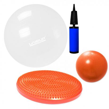 Kit Disco de Equilibrio + Bola 65 Cm com Mini Bomba + Overball 25 Cm Liveup Menor preço em Kit Disco de Equilibrio + Bola 65 Cm com Mini Bomba + Overball 25 Cm Liveup