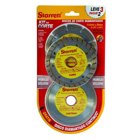 Kit Discos de Corte diamantados Misto KDDP110-3 Starrett Menor preço em Kit Discos de Corte diamantados Misto KDDP110-3 Starrett