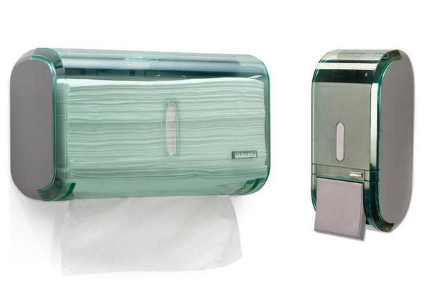 Kit Dispenser Papel Toalha + Saboneteira Premisse Urban Compacta Verde Menor preço em Kit Dispenser Papel Toalha + Saboneteira Premisse Urban Compacta Verde