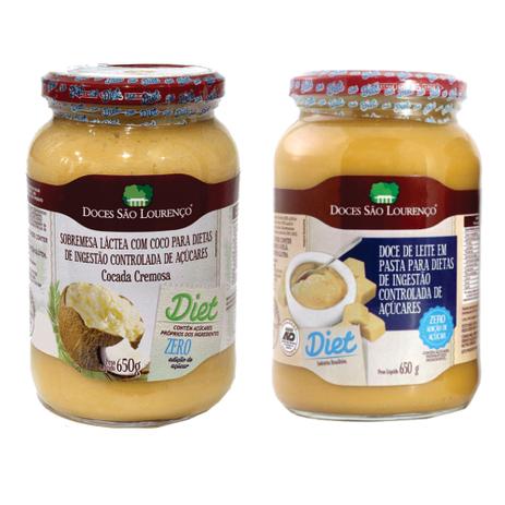 Kit Doce De Leite Diet E Cocada Cremosa 650g Zero Açúcar 2 unidades - Doces São Lourenço Menor preço em Kit Doce De Leite Diet E Cocada Cremosa 650g Zero Açúcar 2 unidades - Doces São Lourenço