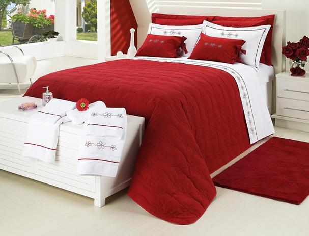Kit Dolce Queen 9 Peças Bordado Vermelho - Vilela Menor preço em Kit Dolce Queen 9 Peças Bordado Vermelho - Vilela
